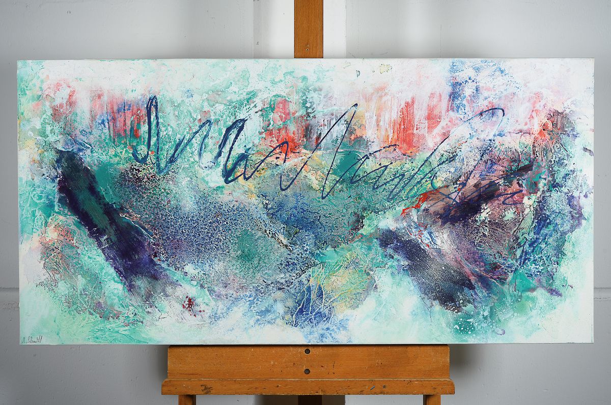 Detail k: Marion Schmidt, geb. 1963 Eschwege, Ohne Titel, Acryl/Lwd, links unten signiert, ca. 50x100cm
