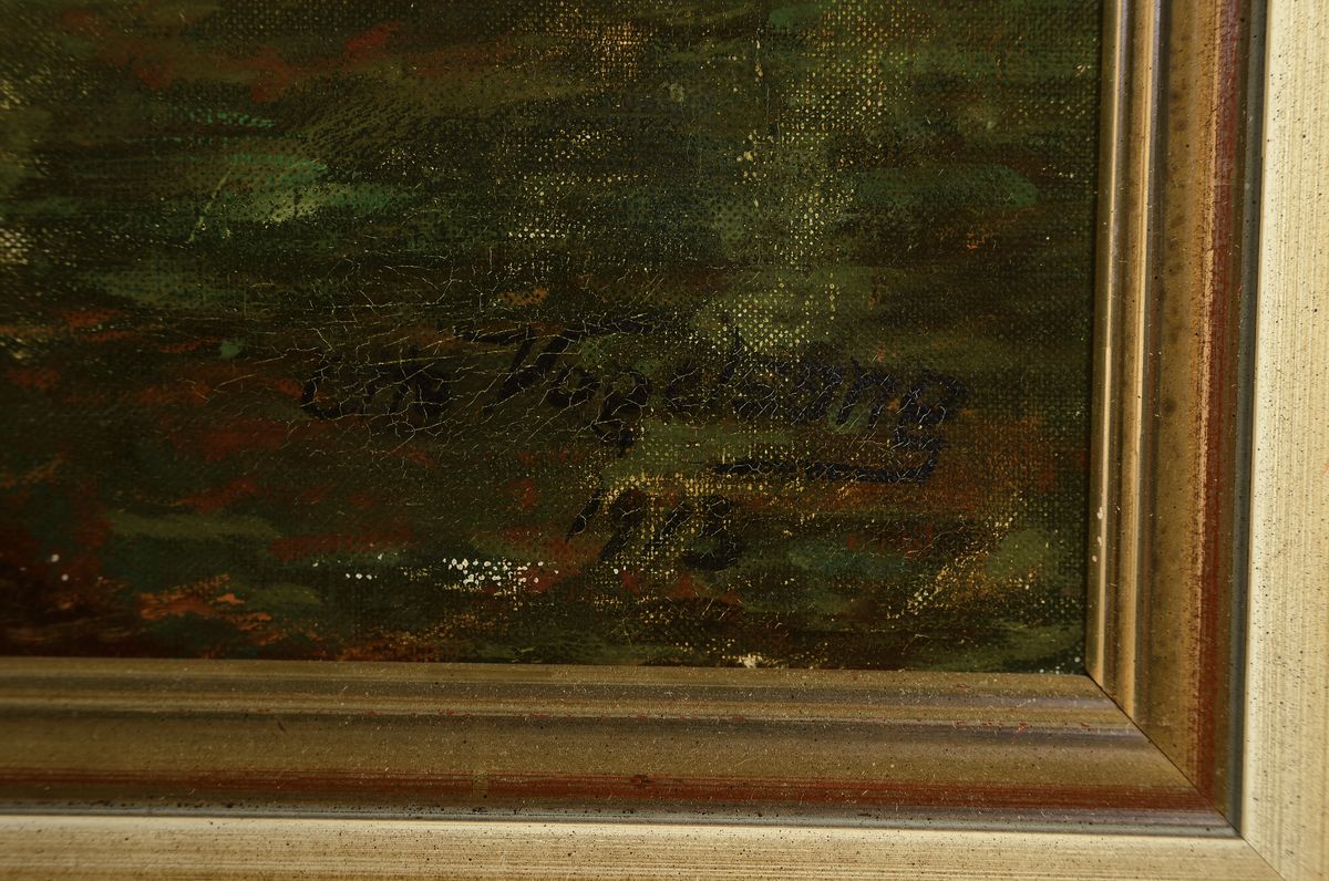 Detail a: Ch. Vogelsang, datiert 1915, Herbstliche Waldlandschaft, Öl/Lwd, rechts unten signiert und dat., ca. 70x95cm, R. ca. 82x107cm