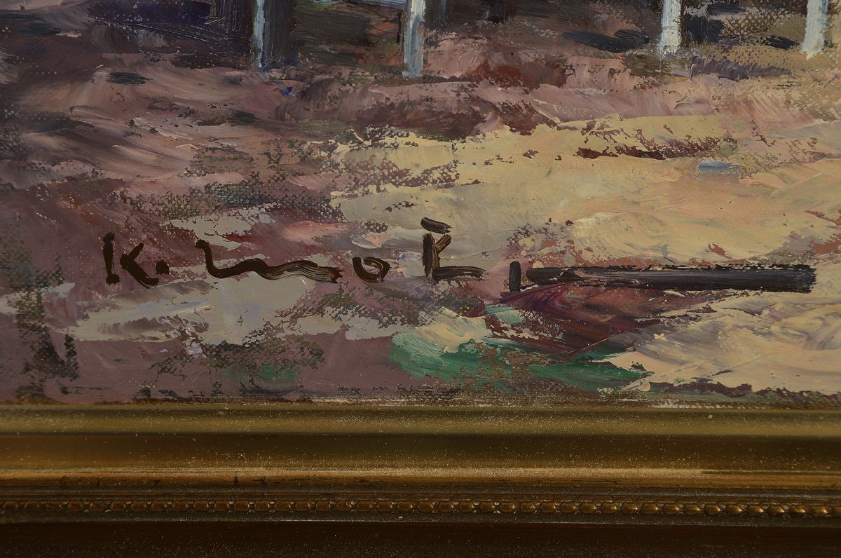 Detail a: Karl Mohr, 1922-2013 Düsseldorf, im Biergarten, vielfigurige Szene, Öl/Lwd, links unten signiert, ca. 70x60cm, R. ca. 88x78cm