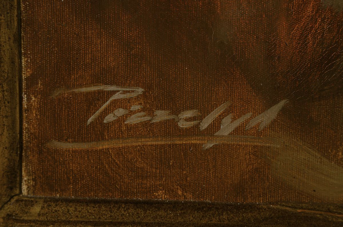 Detail a: Antal Anton Peczely, 1891-1963, ungarischer Maler, Junge Frau beim anprobieren einer neuen Tracht, Öl/Lwd, links unten signiert, ca. 60x80cm, R. ca. ...