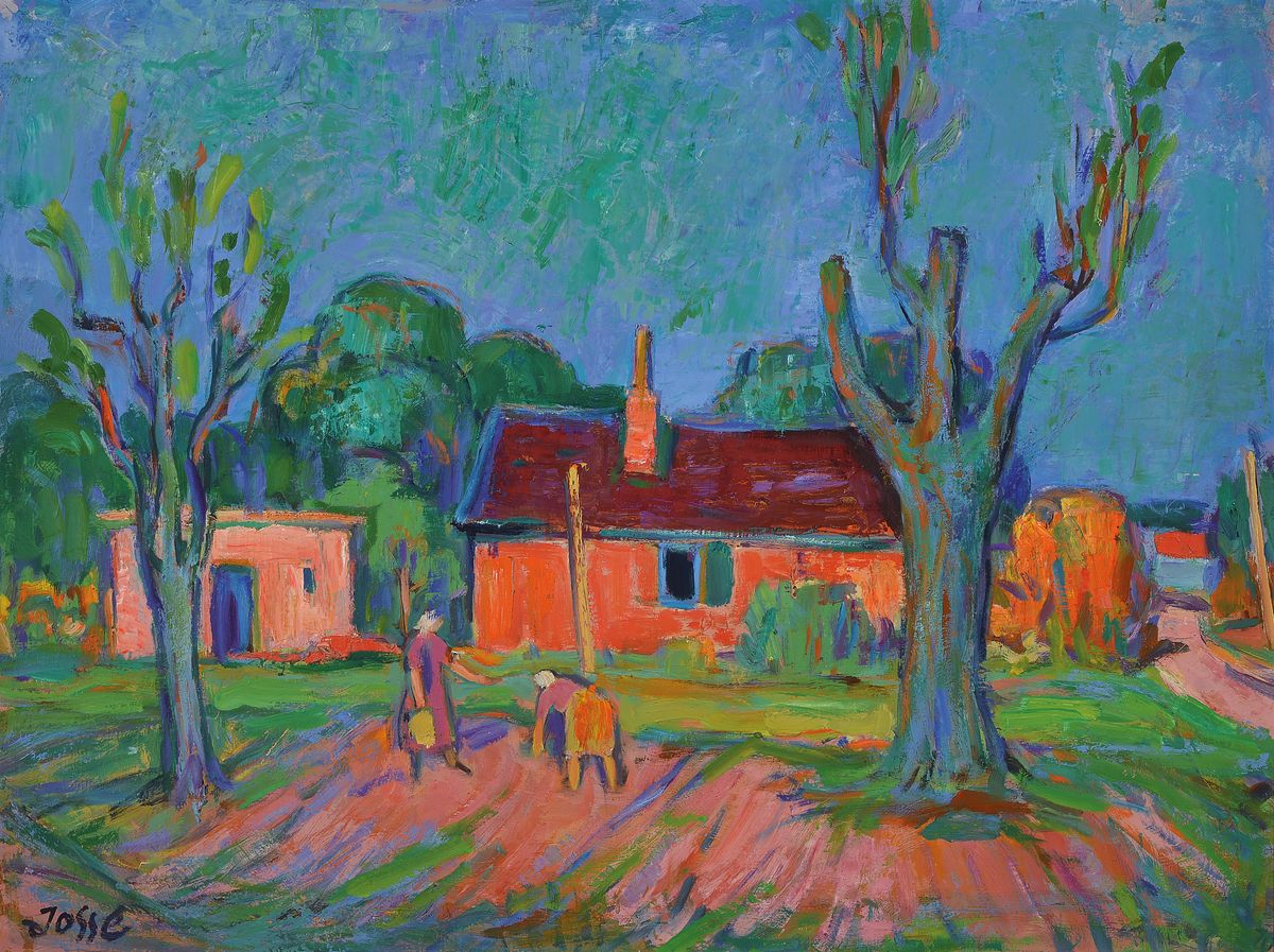 Friedrich Jossé, 1897 Wolfstein-1994 Speyer, "Gärtner Wohnhaus", so rückseitig betitelt, Öl/Malkarton, links unten signiert, ca. 60x80 ...