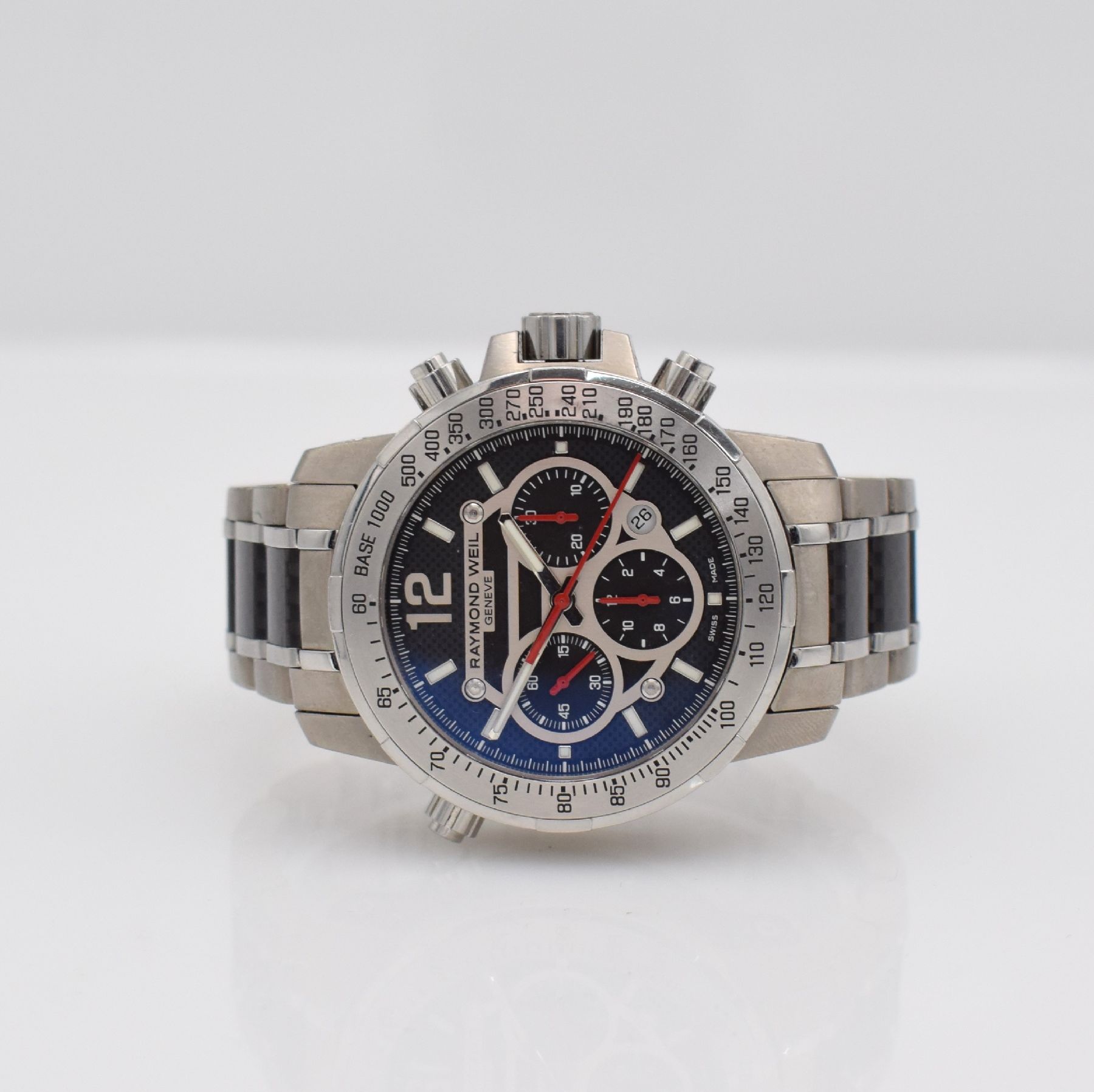 RAYMOND WEIL Nabucco Herrenchronograph, Schweiz um 2010, Automatik, Ref. 7800, Titan/Stahl komb. Geh. inkl. Gliederband m. dopp. Faltschl., Boden, ...