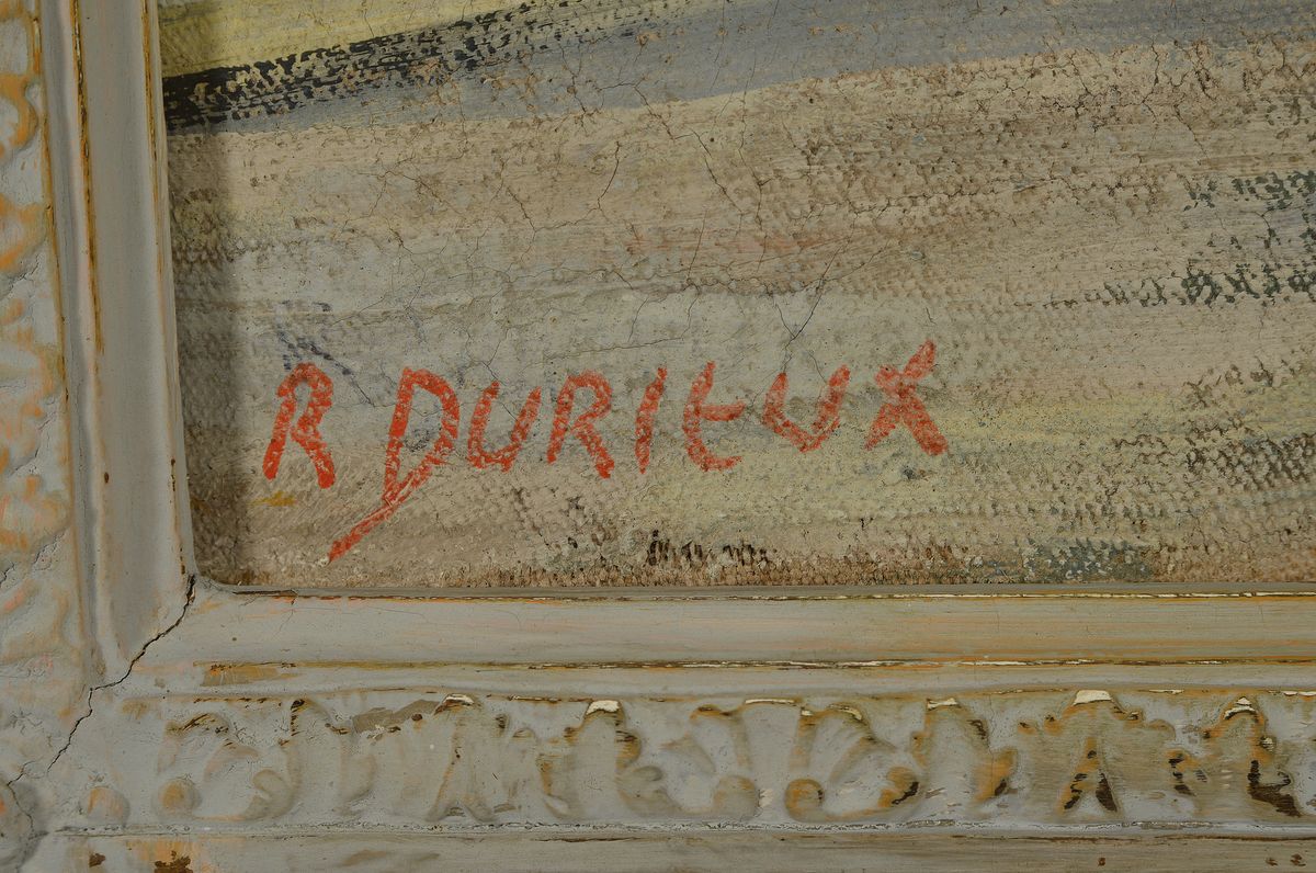 Detail a: René Auguste Durieux, 1892-1952 Bordeaux, Blick auf die Kathedrale Notre-Dame in Paris, Öl/Lwd, links unten signiert, ca. 56x46cm, R. ca. 9cm ...