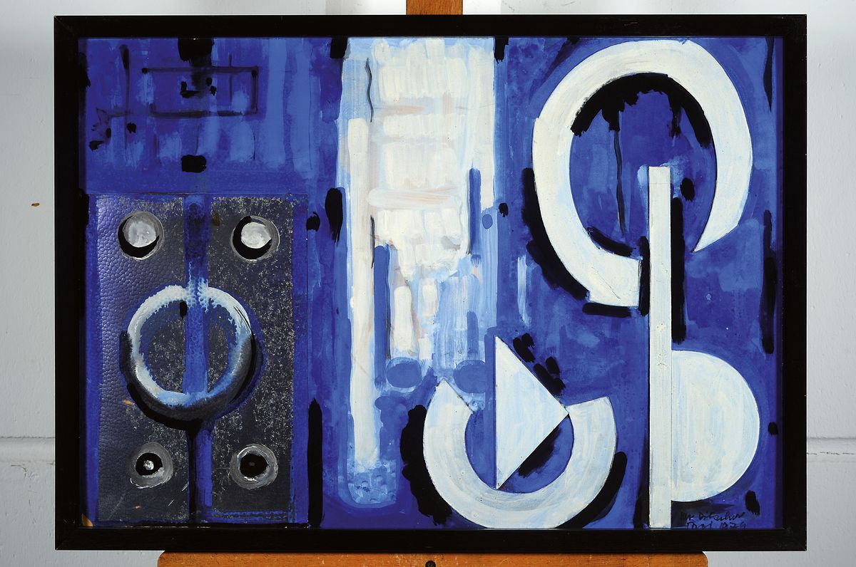 Detail k: Otto Ditscher, 1903 Neuhofen-1987, Abstrakte Komposition, collagiert mit Silberpapier, rechts unten signiert und dat. 79, ca. 45x65cm