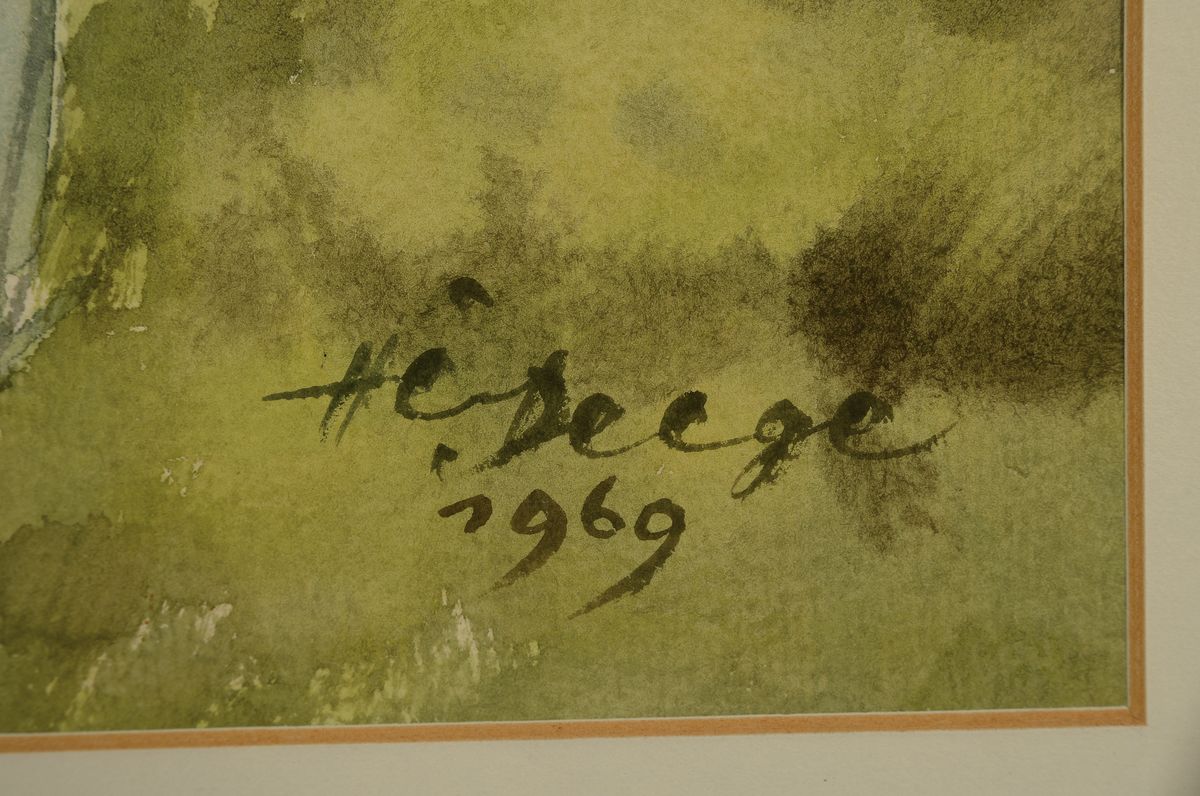 Detail a: Heiner Deege, 1920-2007 Haßloch, Der Jockey Erwin Schindler zu Pferd, Aquarell, signiert und dat. 1969, ca. 68x49cm, PP, u.Gl., R. ca. 87x66cm