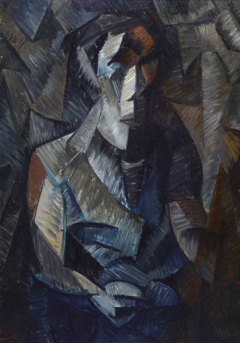 Rajman Shijaliev (Rahman Shikaliev), geb. 1957, Selbstporträt, Acryl auf Malkarton, expressive Spachteltechnik, ca. 68x48cm, R.