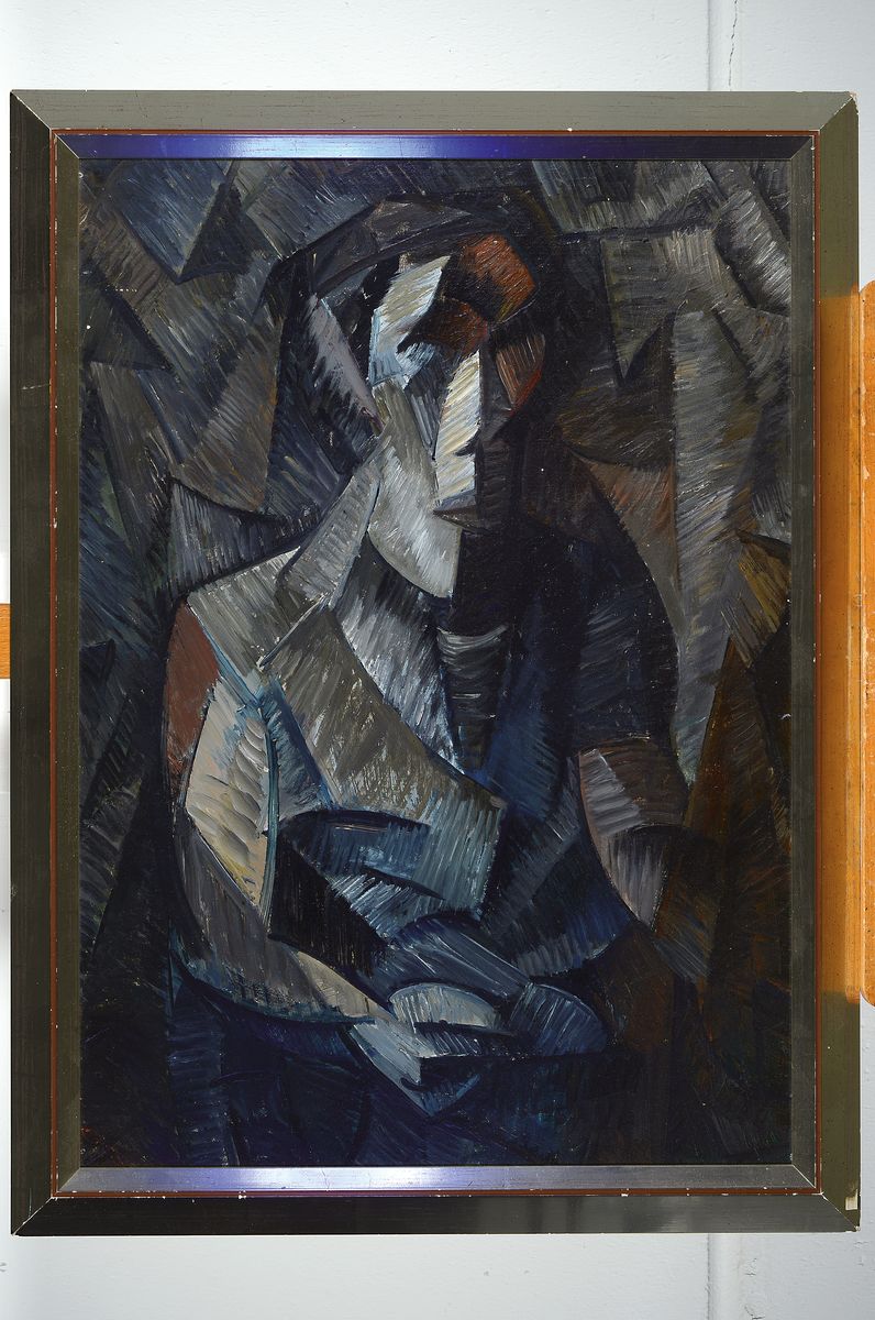 Detail k: Rajman Shijaliev (Rahman Shikaliev), geb. 1957, Selbstporträt, Acryl auf Malkarton, expressive Spachteltechnik, ca. 68x48cm, R.