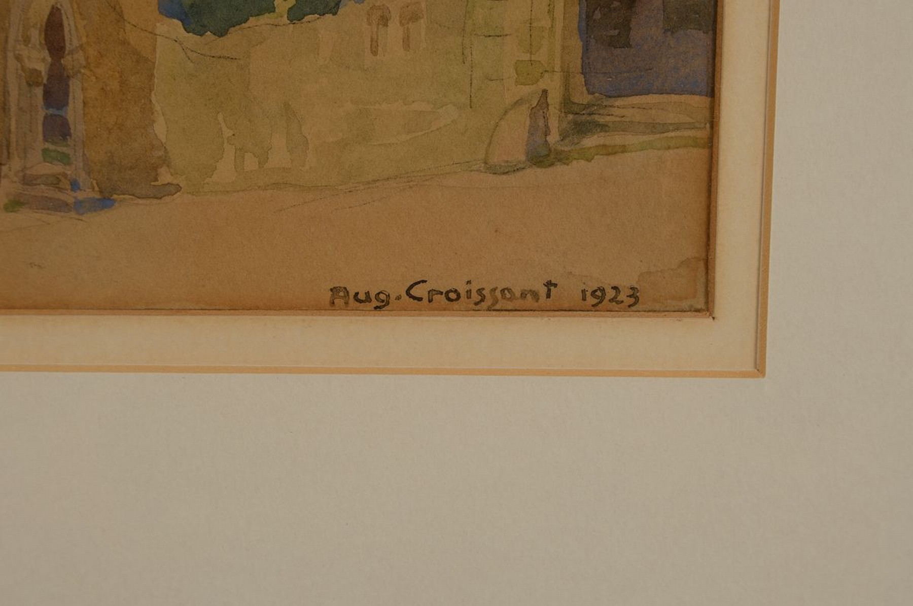 Detail a: August Croissant, 1870 Landau-1941 Edenkoben, Blick auf einen Erker, Aquarell auf Papier, gebräunt, rechts unten signiert und dat. 1923, ca. ...