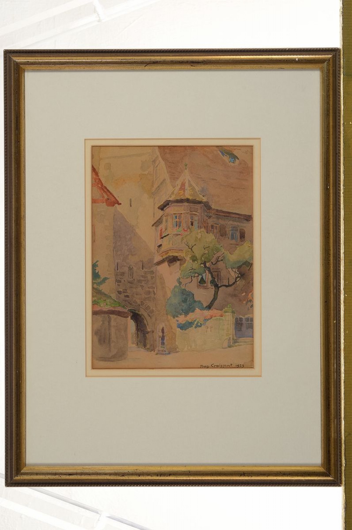 Detail k: August Croissant, 1870 Landau-1941 Edenkoben, Blick auf einen Erker, Aquarell auf Papier, gebräunt, rechts unten signiert und dat. 1923, ca. ...