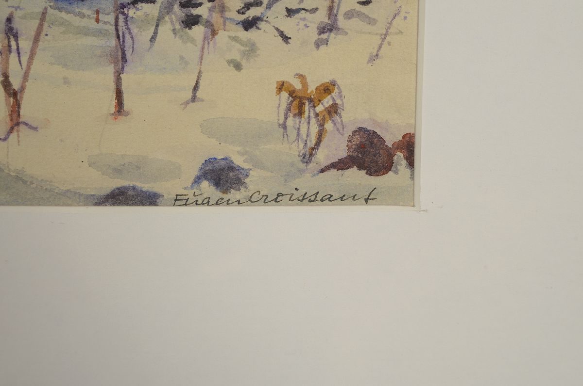 Detail a: Eugen Croissant, 1898 Landau-1976 Breitbrunn, Winterlandschaft am See, Aquarell auf Papier, signiert, ca. 30x47cm, PP, u.Gl., R. ca. 54x62cm
