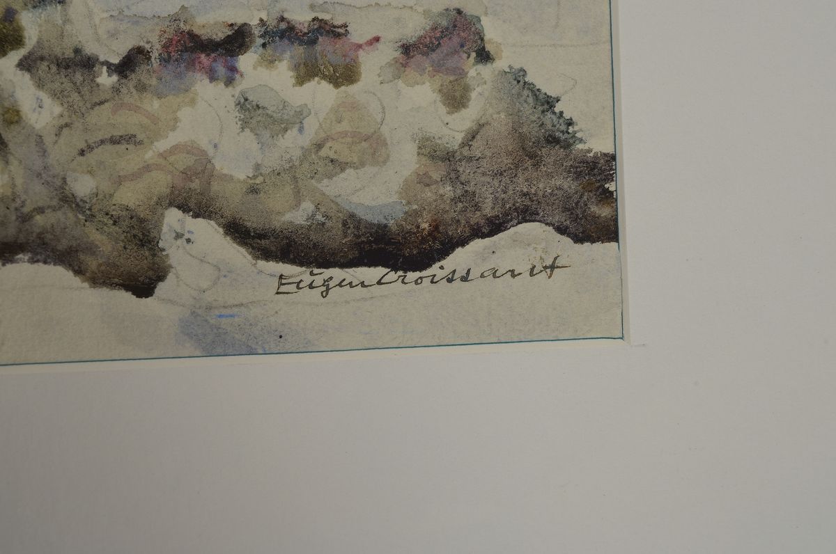 Detail a: Eugen Croissant, 1898 Landau-1976 Breitbrunn, Winterlandschaft am See, Aquarell auf Papier, signiert, ca. 30x47cm, PP, u.Gl., R. ca. 54x62cm