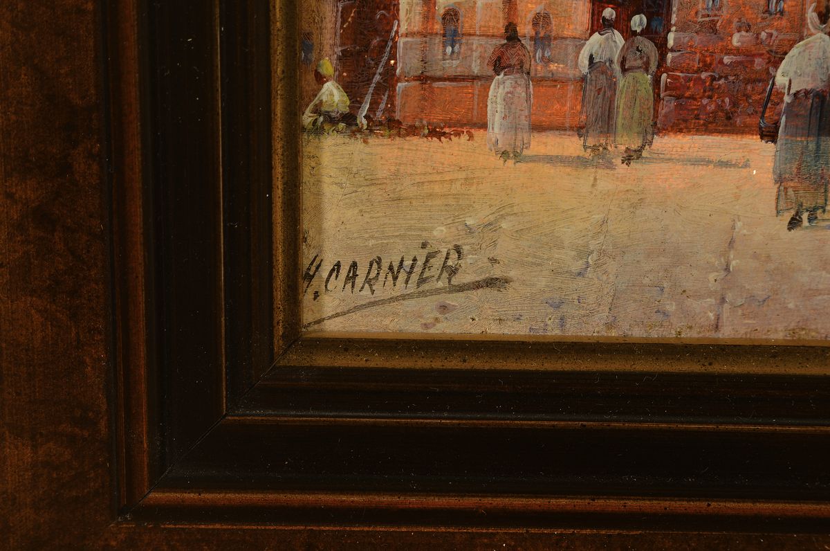 Detail a: Henri Carnier, Pseudonym des Karl Kaufmann, 1843-1902/05, Blick auf eine orientalische Hauptstadt, Öl/Lwd, links unten signiert, feine lasierende ...