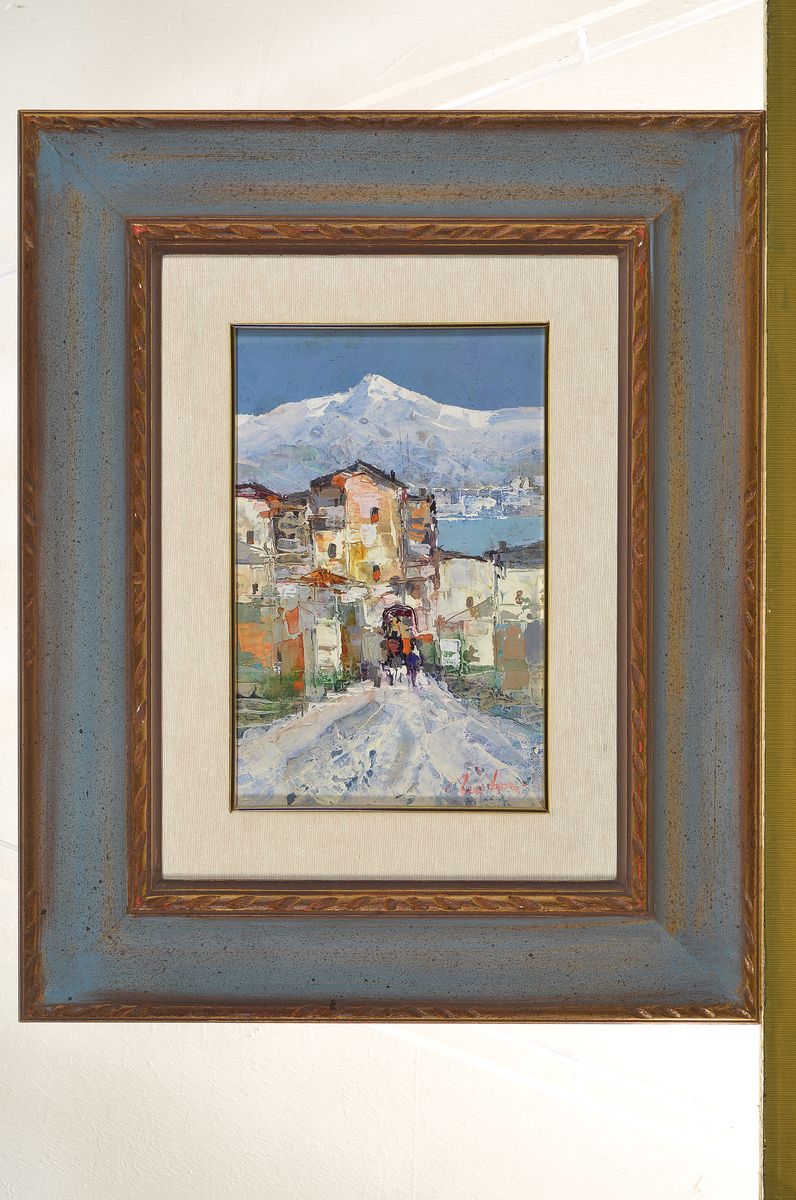 Detail k: Bruno Tintori, 1917 Livorno-1991, Straße ins Bergdorf, Öl/Holz, rechts unten signiert, ca. 30x20cm, R. ca. 54x44cm