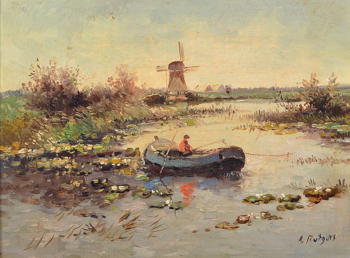 Anton Rutgers, 1880-1949, zwei Pendants: Herbstliche Landschaften, Öl/Lwd, beide rechts unten signiert, je ca. 18x24cm, R. ca. 30x36cm