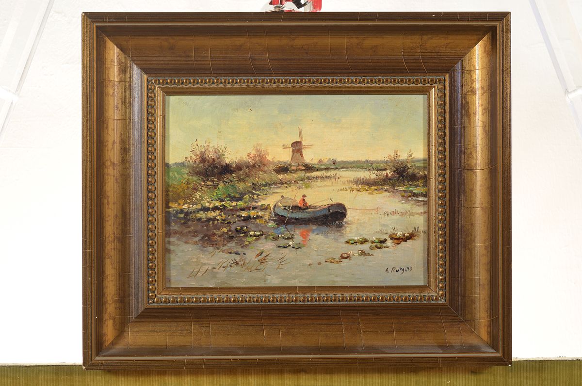 Detail k: Anton Rutgers, 1880-1949, zwei Pendants: Herbstliche Landschaften, Öl/Lwd, beide rechts unten signiert, je ca. 18x24cm, R. ca. 30x36cm