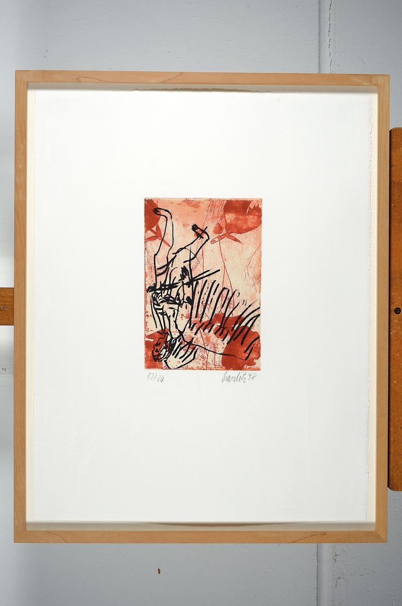 Detail k: Georg Baselitz, dat. 1998, Aquatintaradierung Dädalus, kleine Auflage, 17/20, handsigniert, Abbildung ca. 23.3 x 16 cm, Blattmaß: 57.5 x 44.5 cm, ...