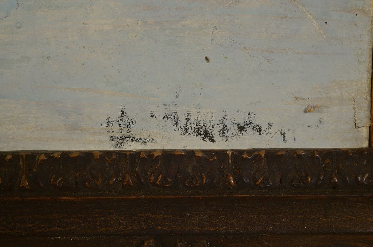 Detail a: Unbekannter Künstler, um 1900, Badende in einem Bergsee, Rückenakt, Öl/Lwd, rest., rechts unten Reste einer Signatur, 47x65cm, R. ca. 64x81cm