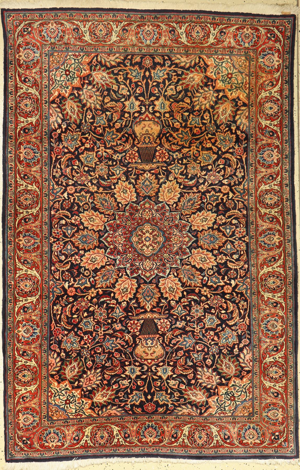 Sarogh fein Ghiasabad, Persien, ca. 60 Jahre, Korkwolle, ca. 200 x 127 cm, (Fleck), EHZ: 2