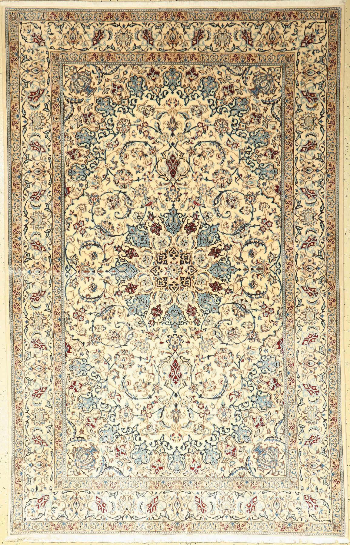 Nain fein (6 La), Persien, ca. 50 Jahre, Korkwolle mit Seide, ca. 203 x 131 cm, EHZ: 2