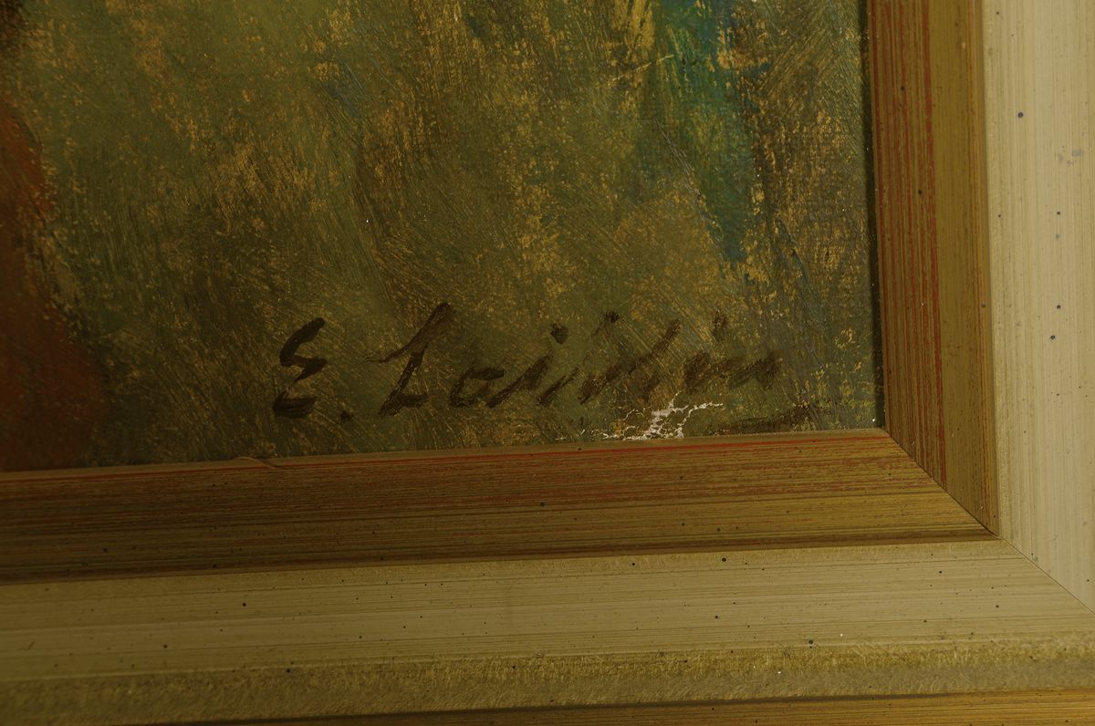 Detail a: Erwin Laiblin, geb. 1878, Stuttgarter Maler, hier Ansicht von Stuttgart, Öl/Lwd, re. u. signiert, 82 x 87 cm, l. Altersspuren, Rahmen: 75 x 97 cm