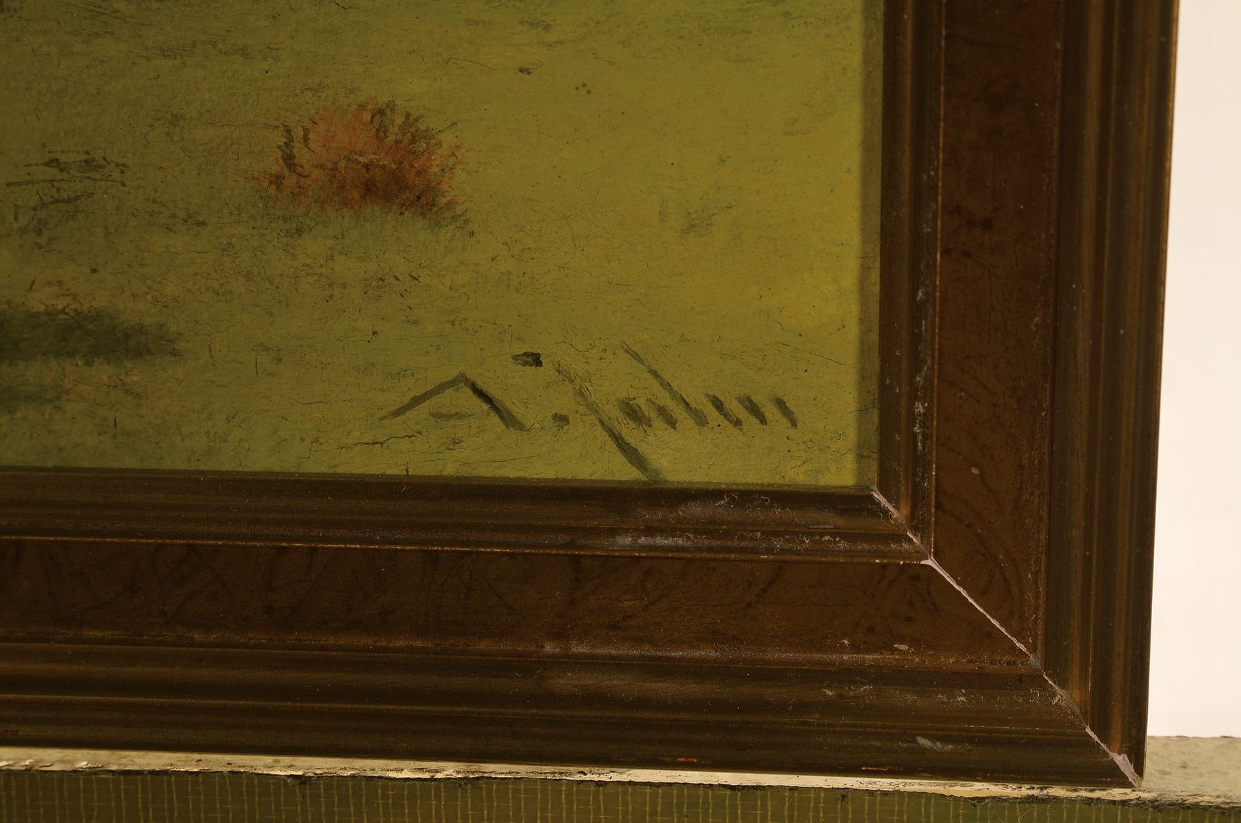 Detail a: Anton Jahn, geb. 1869, Voralpenlandschaft, Öl/Karton, re. unten signiert, ca. 23 x 36 cm, Rahmen