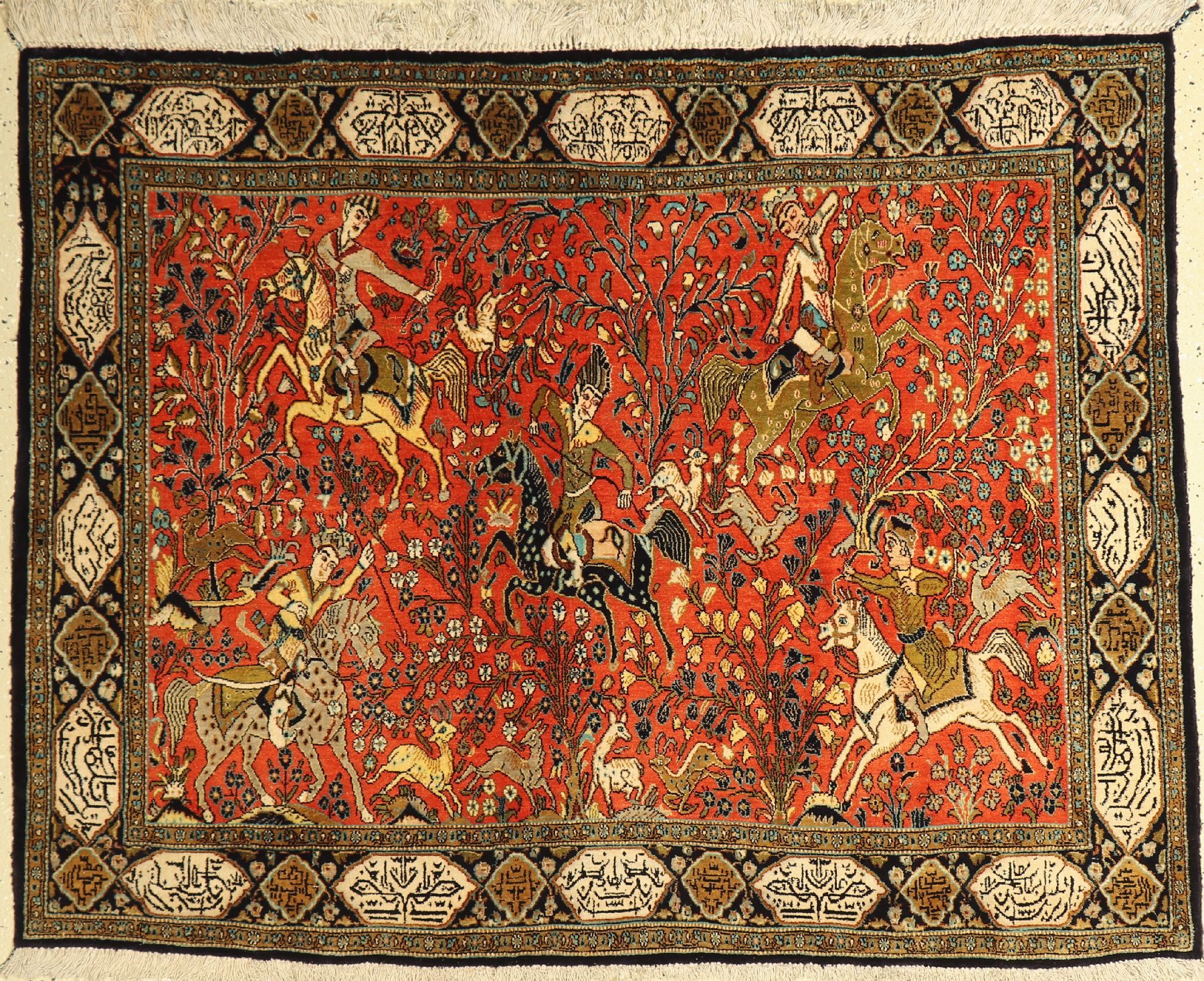 Ghom Seide, Persien, ca. 50 Jahre, reine Naturseide, ca. 150 x 115 cm, EHZ: 2