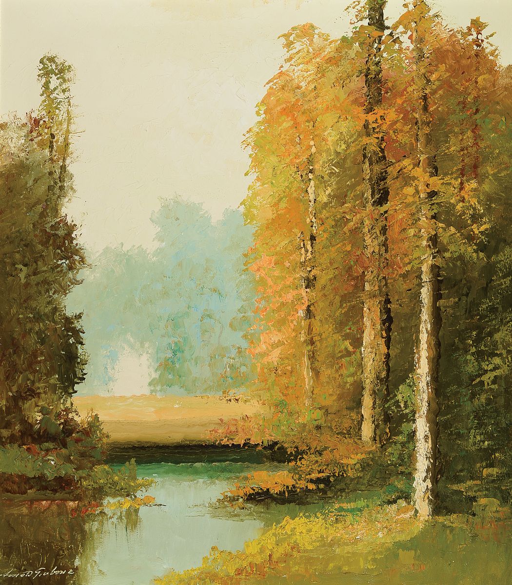 Prof. Arnold-Graboné, 1896 Gerabronn - 1981 Buchhof bei Starnberg, Parklandschaft, "Herbst am Buchhof", Öl/Lwd., li. unten signiert, ca. ...