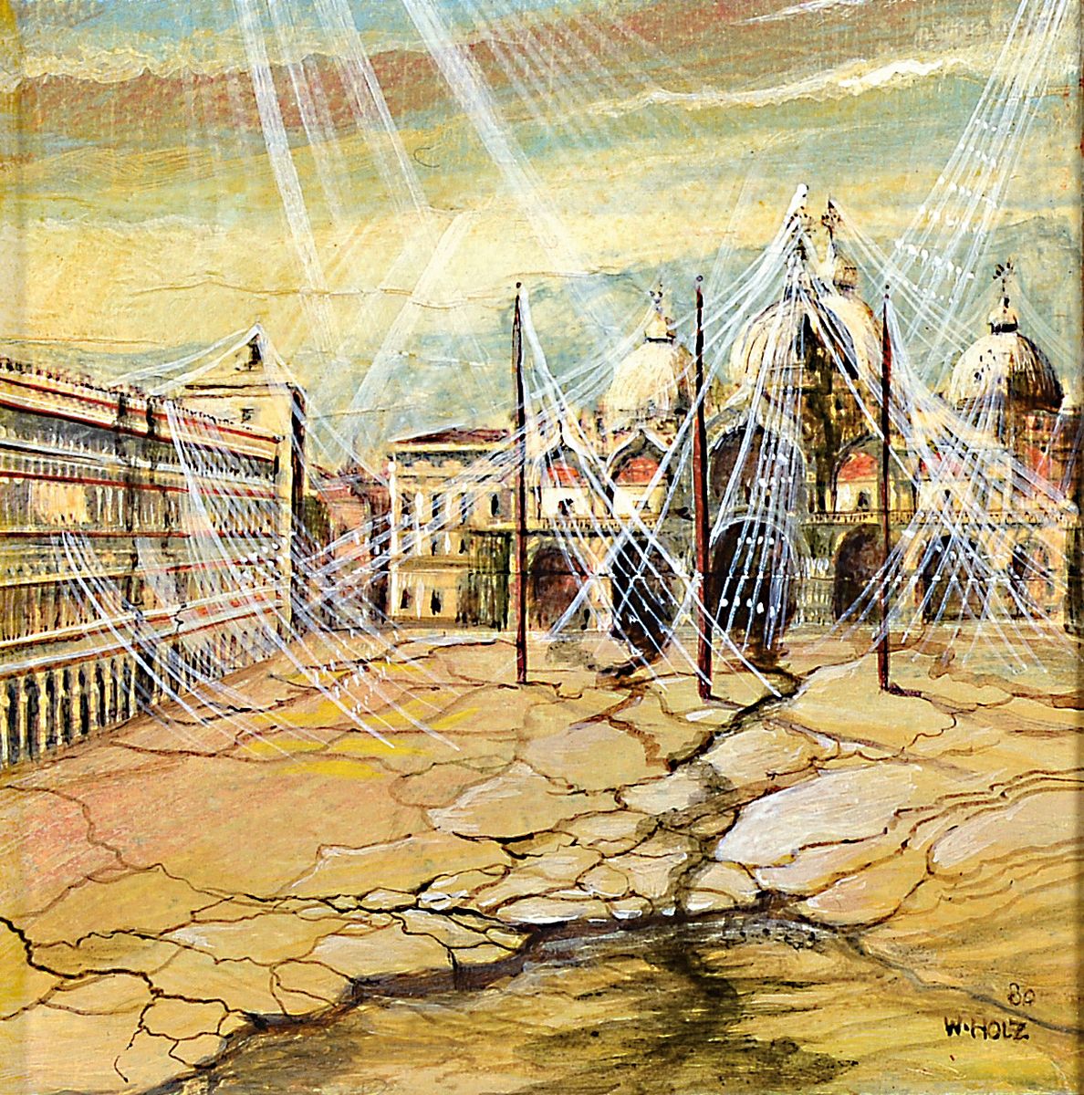 Werner Holz, 1948 Grünstadt-1991 Ludwigshafen, bekannter pfälzer Maler und Grafiker, namhafter Vertreter des phantastischen Relaismus, hier: Vision ...
