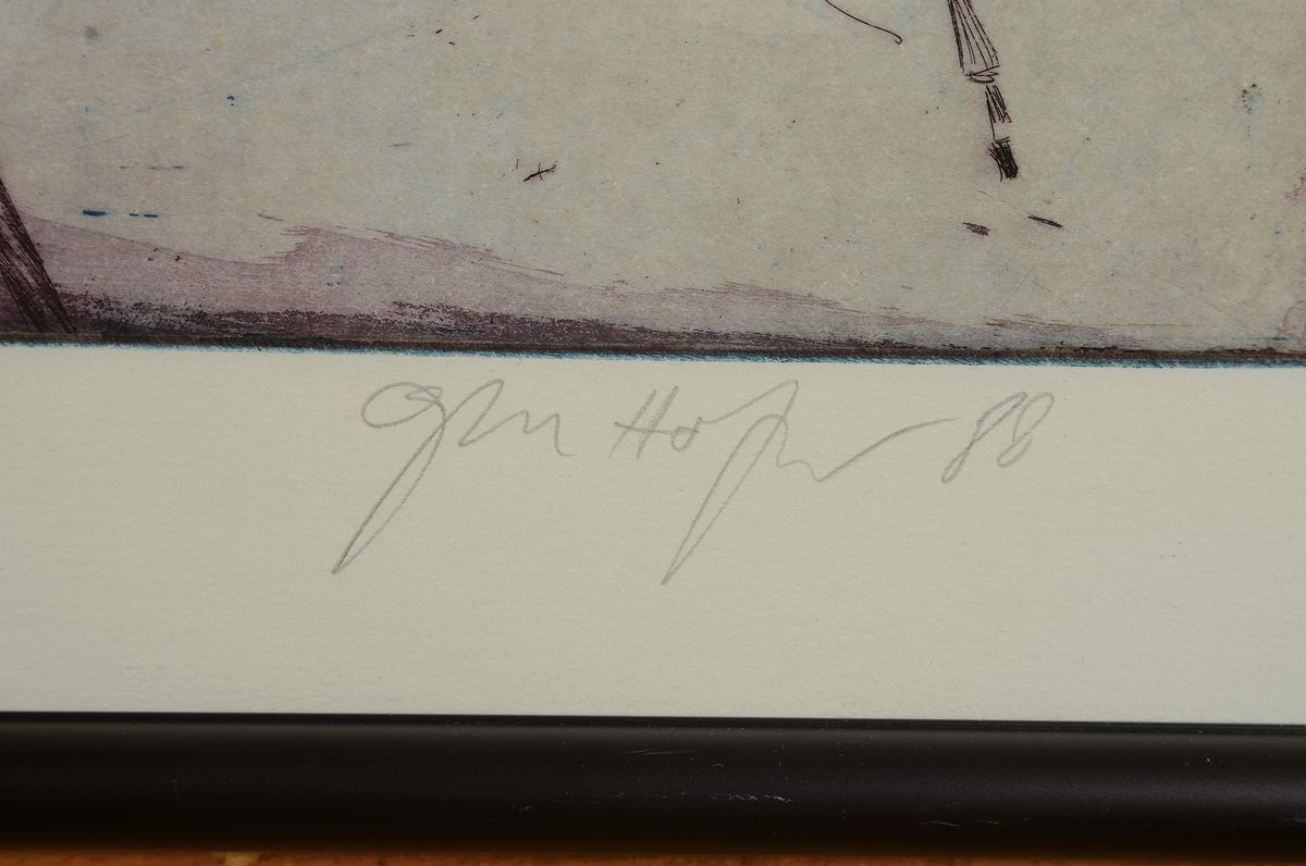 Detail c: Gerhard Hofmann, geb. 1960 Worms, lebt und arbeitet in Neustadt/Wstr., 1986 Pfalzpreis für Malerei, zahlreiche Ausst., hier: 4 Farbradierungen, alle ...