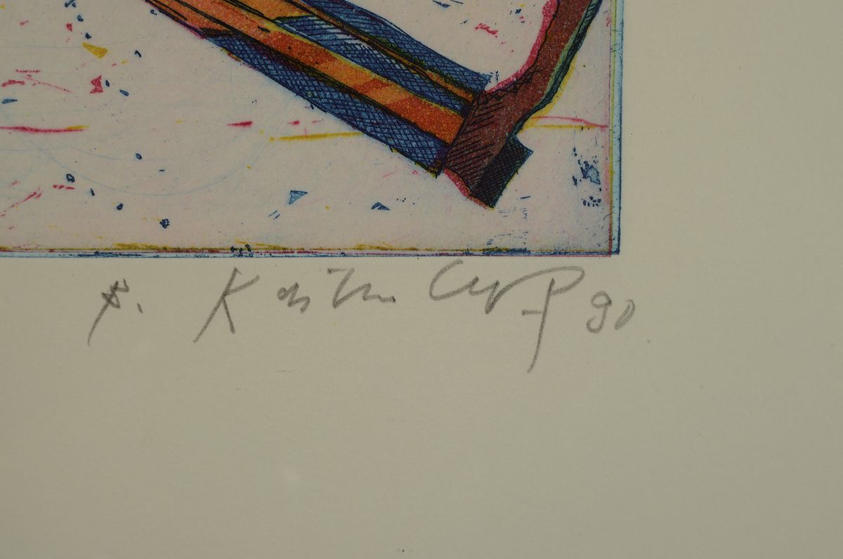 Detail c: Bernd Kastenholz, geb. 1949 Speyer, lebt undarbeitet in Gleisweiler, 1976 Pfalz preis und 1980 Hans-Purrmann-Preis, hier: 2 Farbradierungen: ...