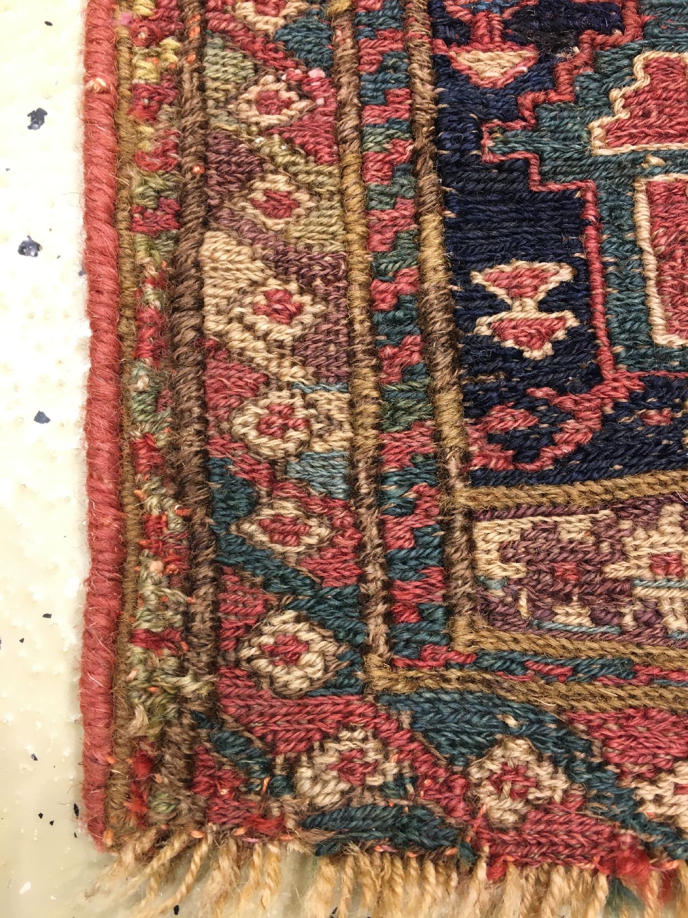 Detail d: Seltene Schahsavan-Sumakh "Chanteh" antik (Lesghi Stern), Nordwestpersien, 19.Jhd., Wolle gewebt auf Wolle. Miniatur-Taschenfront der ...