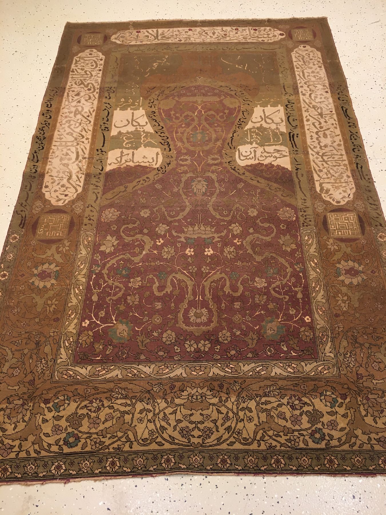 Detail a: Feiner Anatolischer "Gebetsteppich" antik "Part-Silk" (Safavid Prayer Salting-Group Design), Nordwestanatolien Feshane-Region, ...