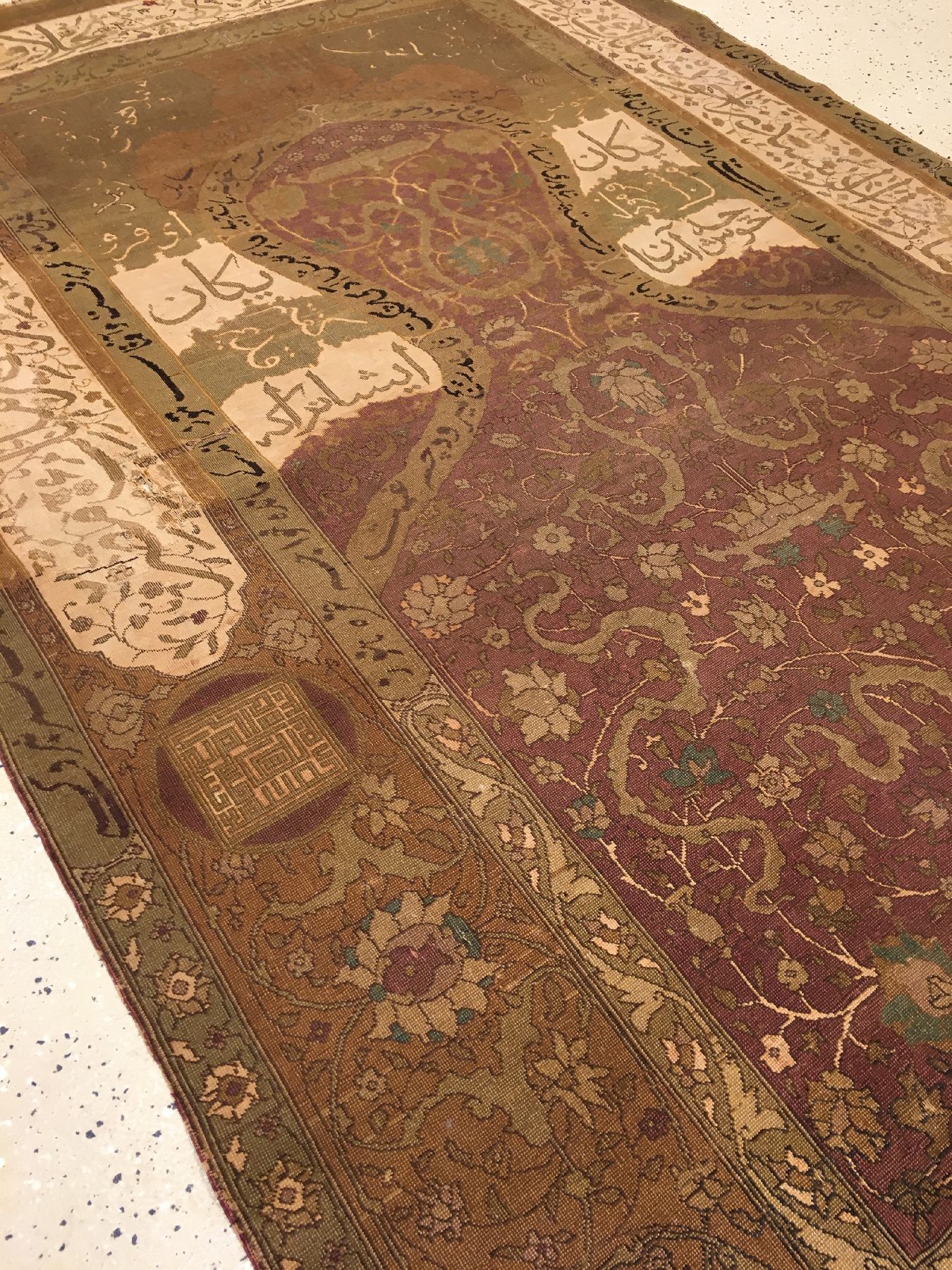 Detail d: Feiner Anatolischer "Gebetsteppich" antik "Part-Silk" (Safavid Prayer Salting-Group Design), Nordwestanatolien Feshane-Region, ...