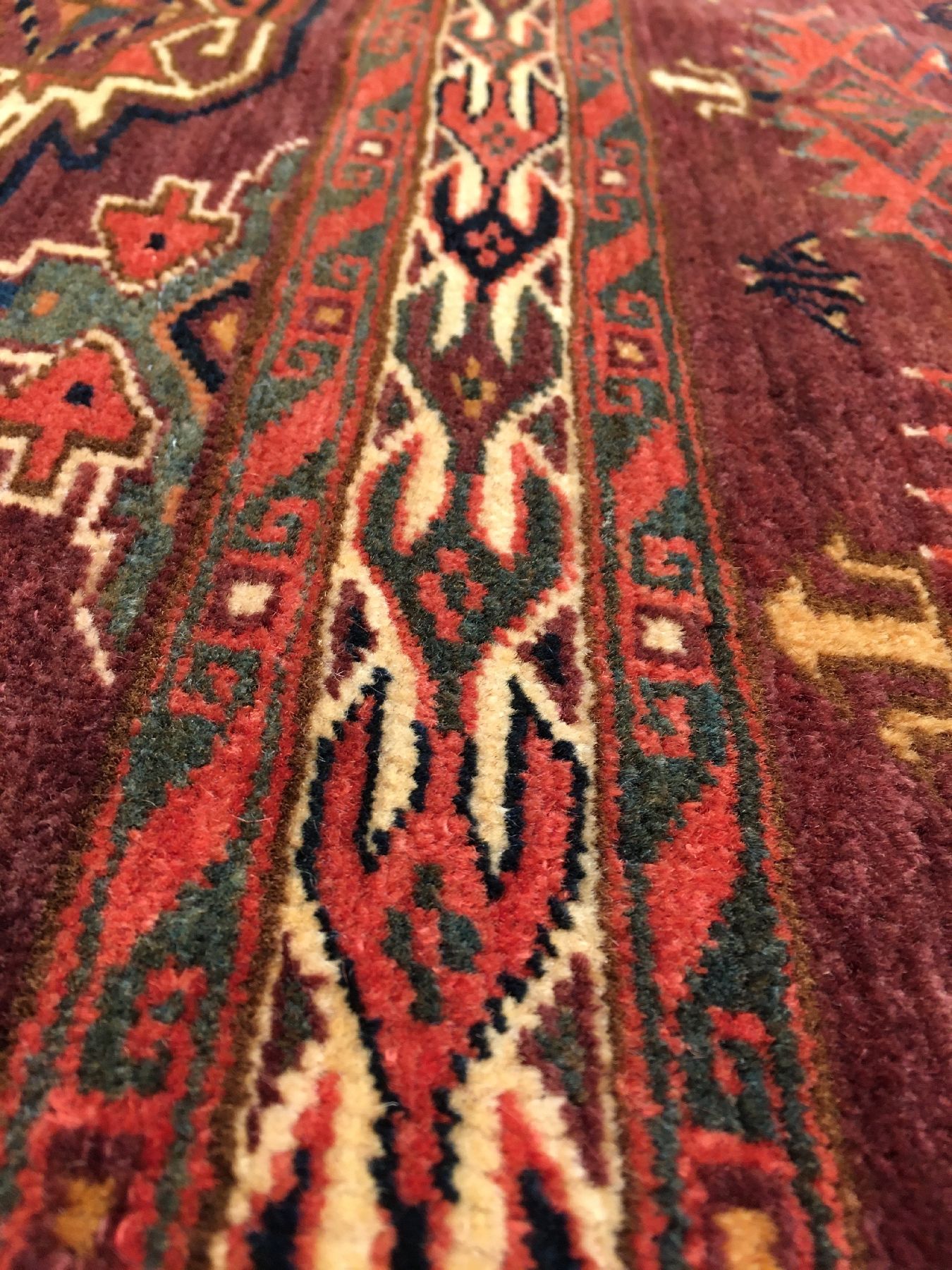 Detail e: Yomud "Tschowal" antik, Turkmenistan, 19.Jhd., Wolle geknüpft auf Wolle. Zelttasche der Yomuden mit Erre Sekundär-Güls und seltener ...
