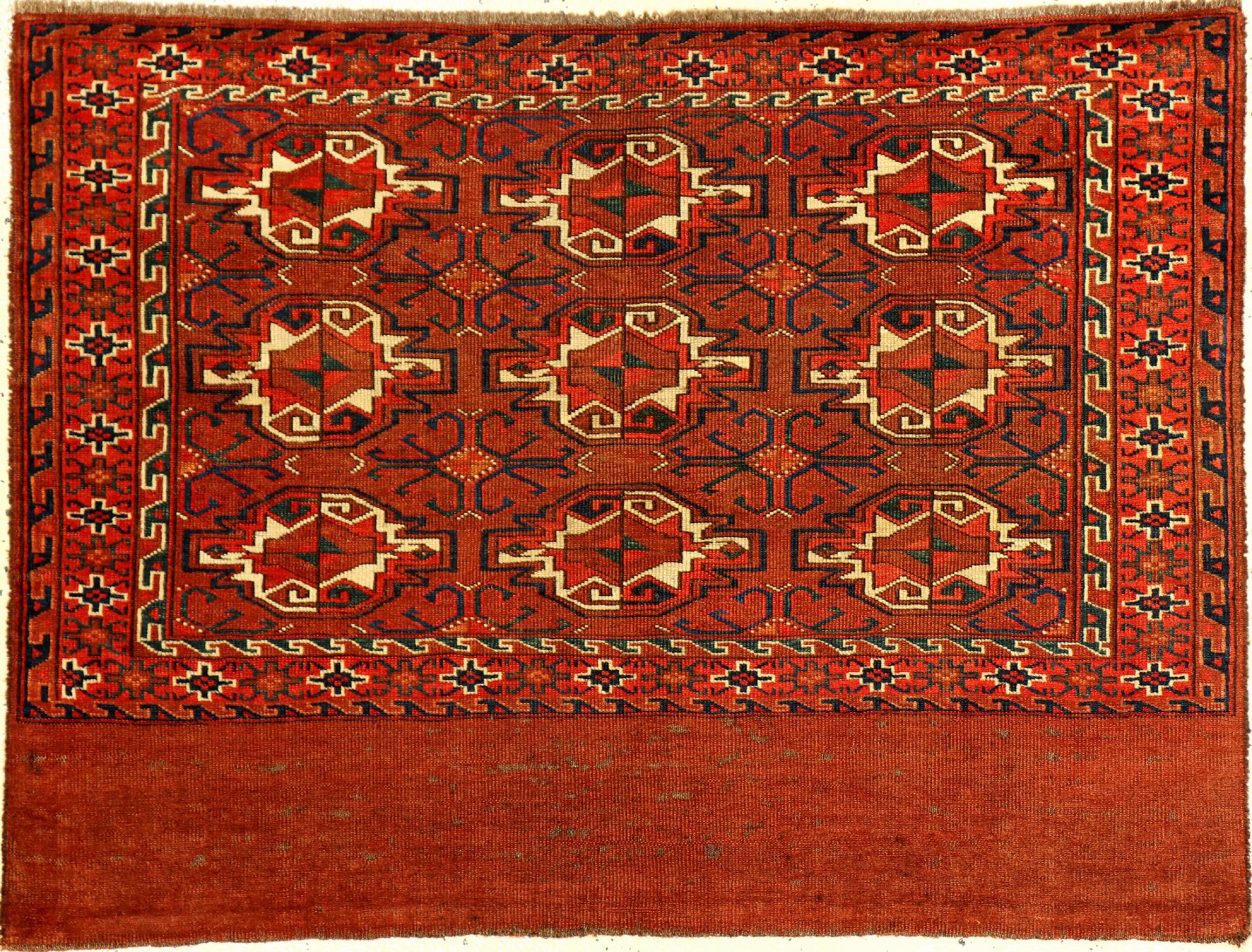 Seltener Yomud "Tschowal" antik, Turkmenistan, 19.Jhd., Wolle geknüpft auf Wolle. Rarer Tschowal der Yomuden mit ungewöhnlichen ...