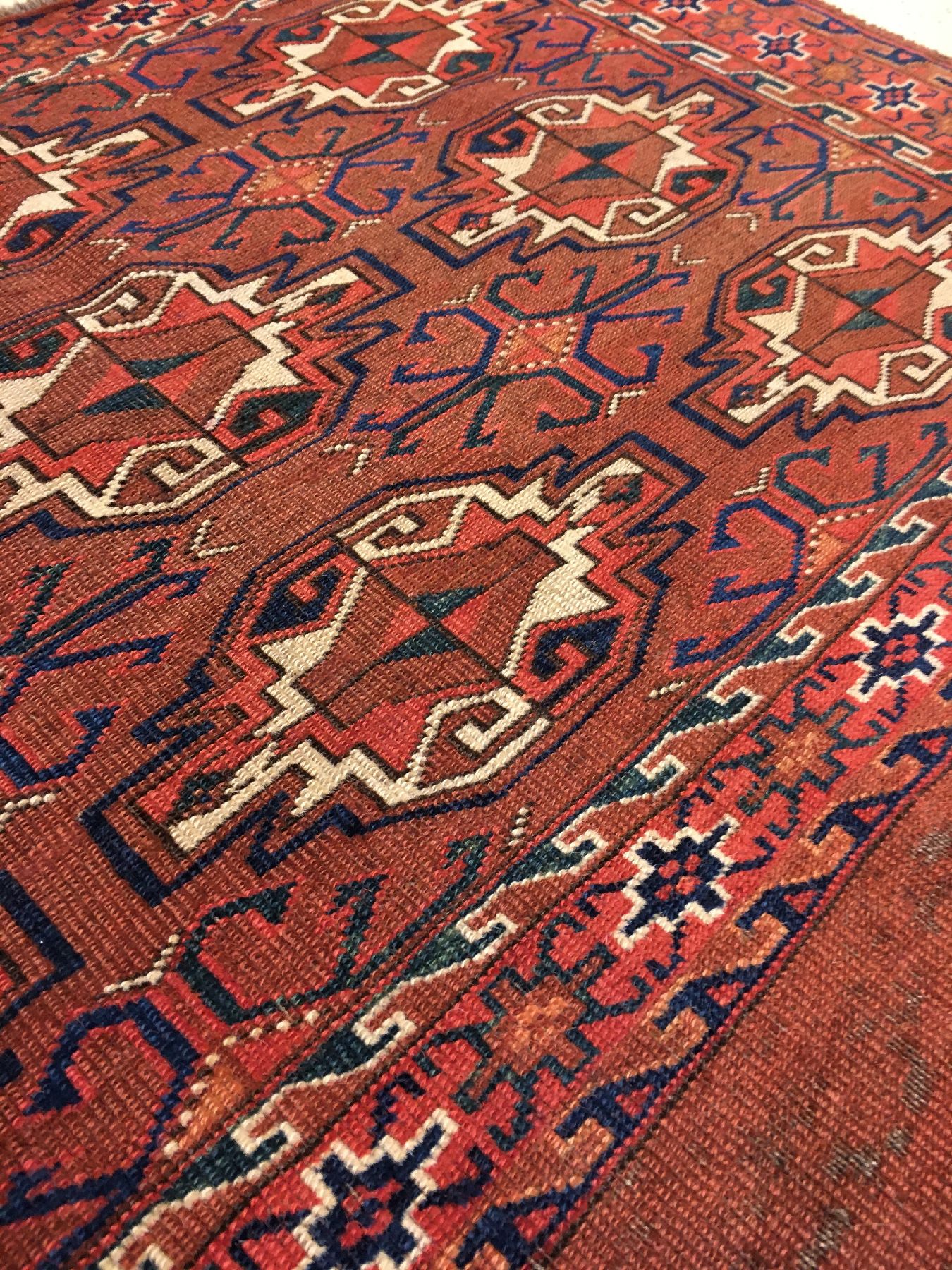 Detail f: Seltener Yomud "Tschowal" antik, Turkmenistan, 19.Jhd., Wolle geknüpft auf Wolle. Rarer Tschowal der Yomuden mit ungewöhnlichen ...