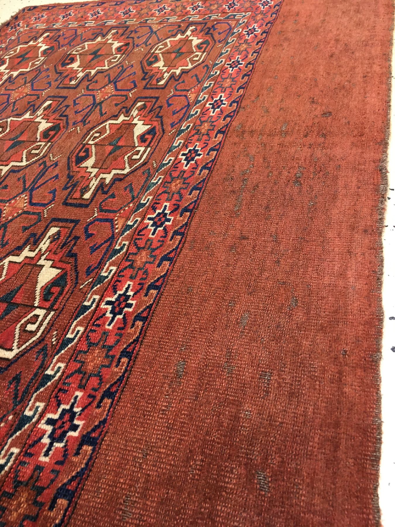 Detail g: Seltener Yomud "Tschowal" antik, Turkmenistan, 19.Jhd., Wolle geknüpft auf Wolle. Rarer Tschowal der Yomuden mit ungewöhnlichen ...