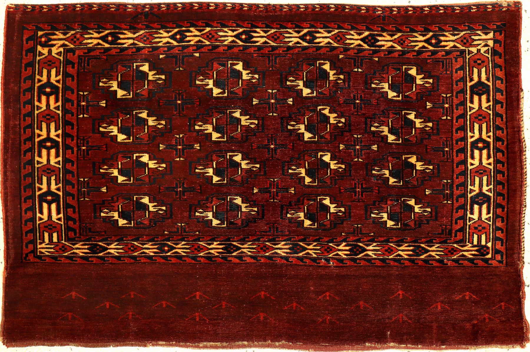 Sehr feiner Yomud "Tschowal" antik, Turkmenistan, Mitte 19.Jhd., Wolle geknüpft auf Wolle. Seltener Tschowal der Yomuden in einer enorm ...
