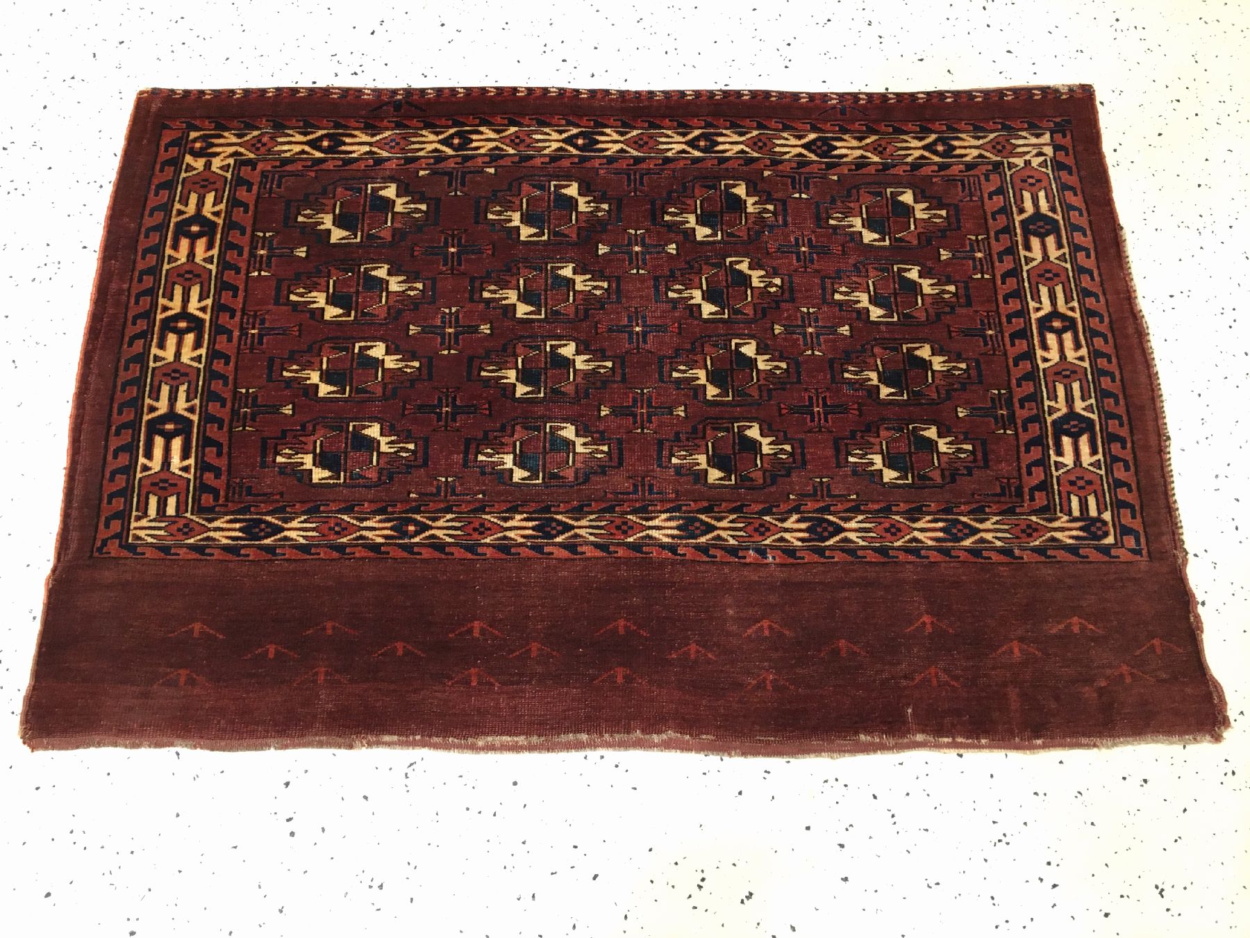 Detail a: Sehr feiner Yomud "Tschowal" antik, Turkmenistan, Mitte 19.Jhd., Wolle geknüpft auf Wolle. Seltener Tschowal der Yomuden in einer enorm ...