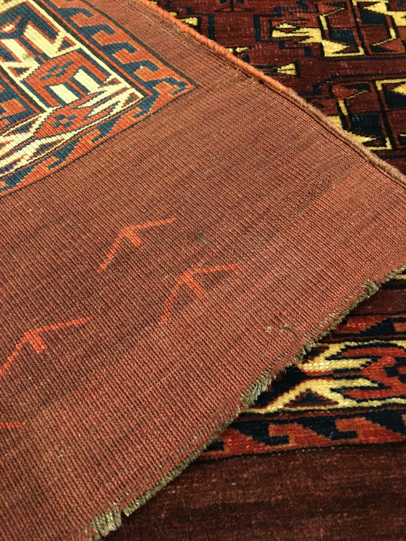 Detail h: Sehr feiner Yomud "Tschowal" antik, Turkmenistan, Mitte 19.Jhd., Wolle geknüpft auf Wolle. Seltener Tschowal der Yomuden in einer enorm ...