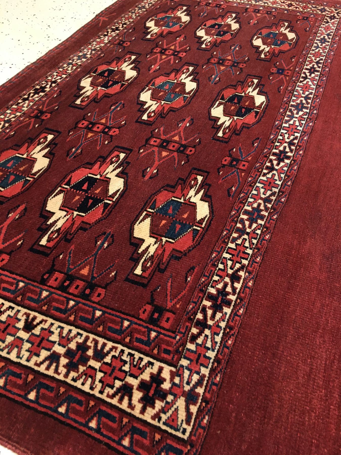 Detail b: Sehr feiner Yomud "Tschowal" antik, Turkmenistan, Mitte 19.Jhd., Wolle geknüpft auf Wolle. Bemerkenswert feine Zelttasche der Yomuden in ...