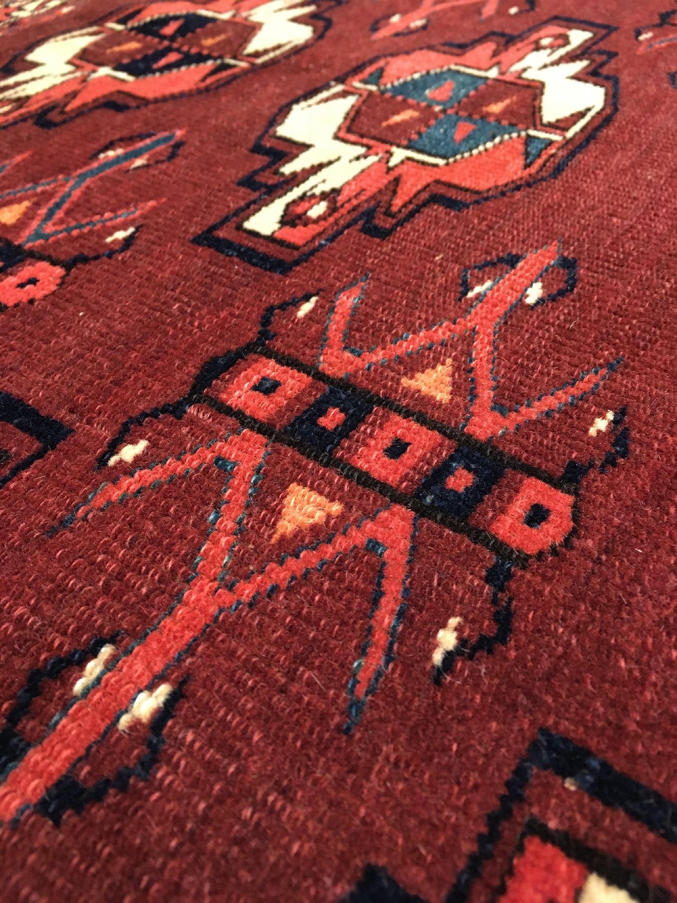 Detail d: Sehr feiner Yomud "Tschowal" antik, Turkmenistan, Mitte 19.Jhd., Wolle geknüpft auf Wolle. Bemerkenswert feine Zelttasche der Yomuden in ...