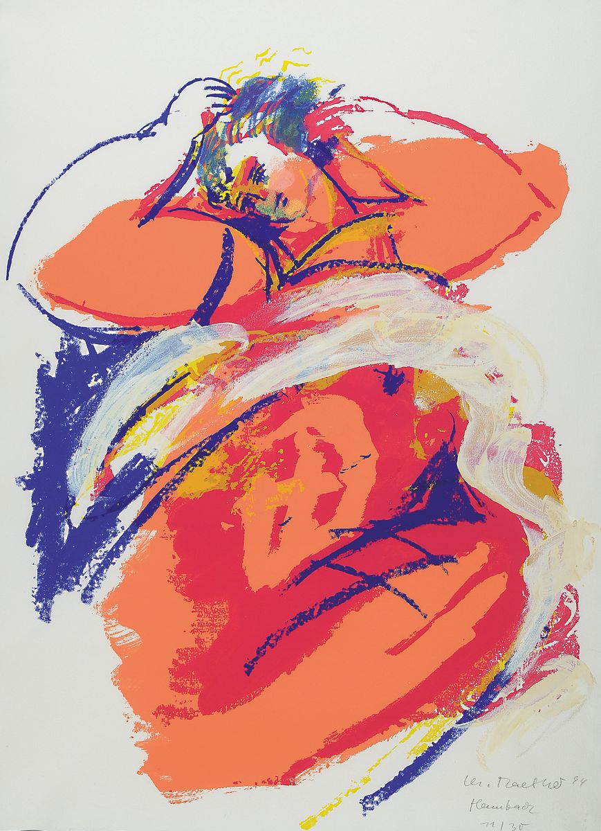 Christiane Maether, geb. 1941 Berlin, lebt und arbeitet in Neustadt/Wstr., vielfach ausgezeichnet und ausgestellt, hier: Frauenakt, Serigraphie, mit ...