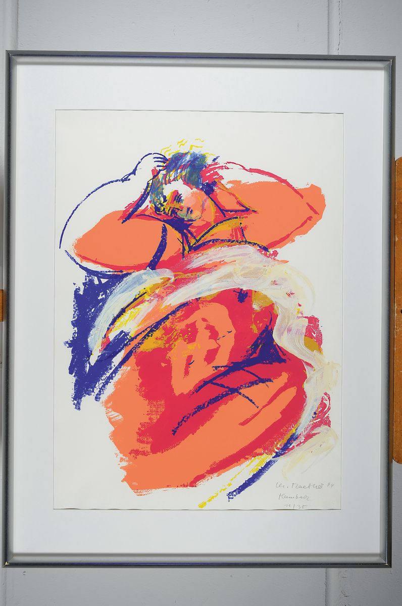 Detail k: Christiane Maether, geb. 1941 Berlin, lebt und arbeitet in Neustadt/Wstr., vielfach ausgezeichnet und ausgestellt, hier: Frauenakt, Serigraphie, mit ...