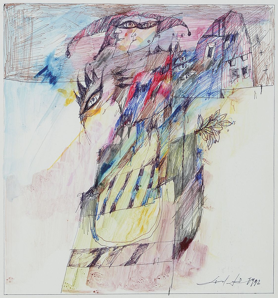 Detail b: Gerd Ditz, 1941-2004 Landau/Pfalz, Studium u.a. an der Freien Akademie Mannheim bei Prof. Berger-Bergner, zahlreiche Ausst., hier: 2 ...