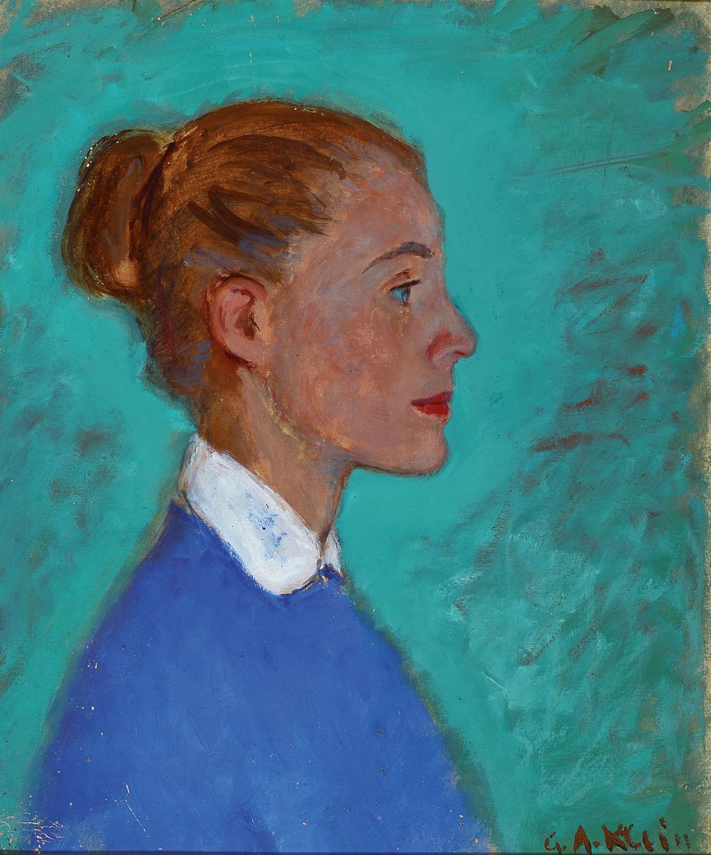 Georges-André Klein, 1901-1992 Paris, Studium an der Akademie Julian, hier: expressives Profilporträt einer Frau, Öl/ Malkarton, rechts unten ...
