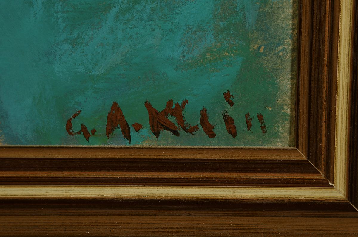 Detail c: Georges-André Klein, 1901-1992 Paris, Studium an der Akademie Julian, hier: expressives Profilporträt einer Frau, Öl/ Malkarton, rechts unten ...