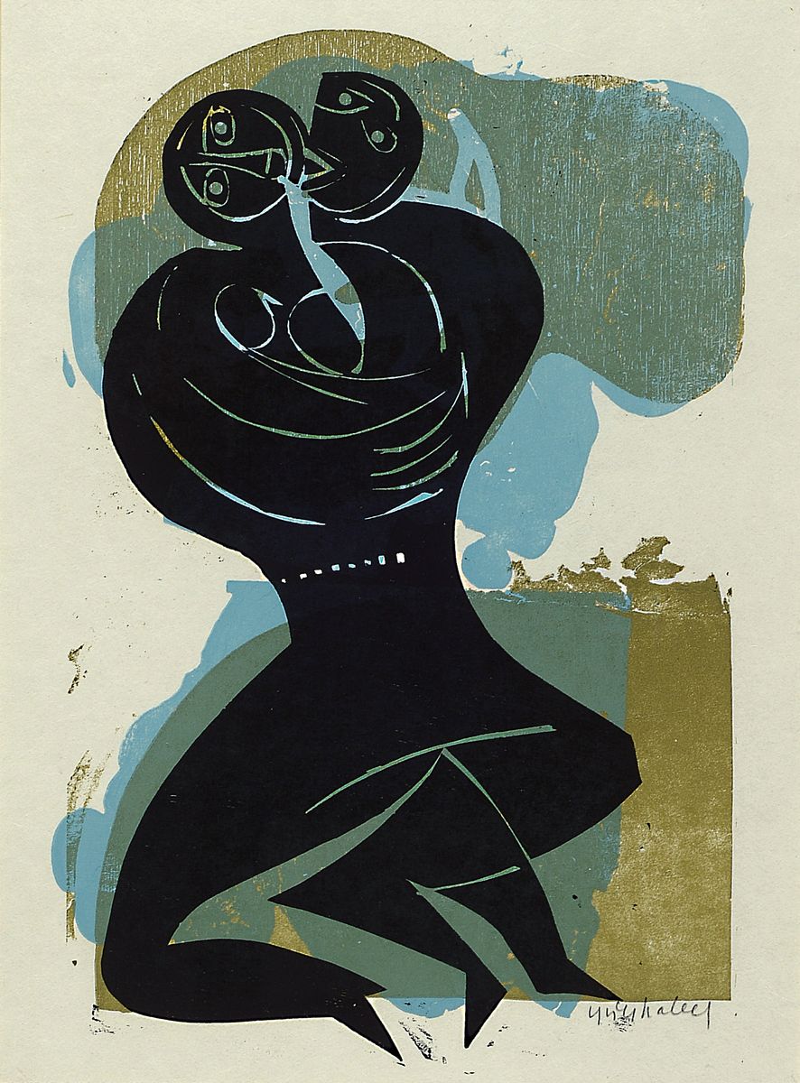 HAP Grieshaber, 1909-1981, Paar, Farbholzschnitt von 1963, handsign., num. 29/130, ca. 33x23cm, PP, u.Gl., R. ca. 64x54cm, WVZ Fürst 63/27