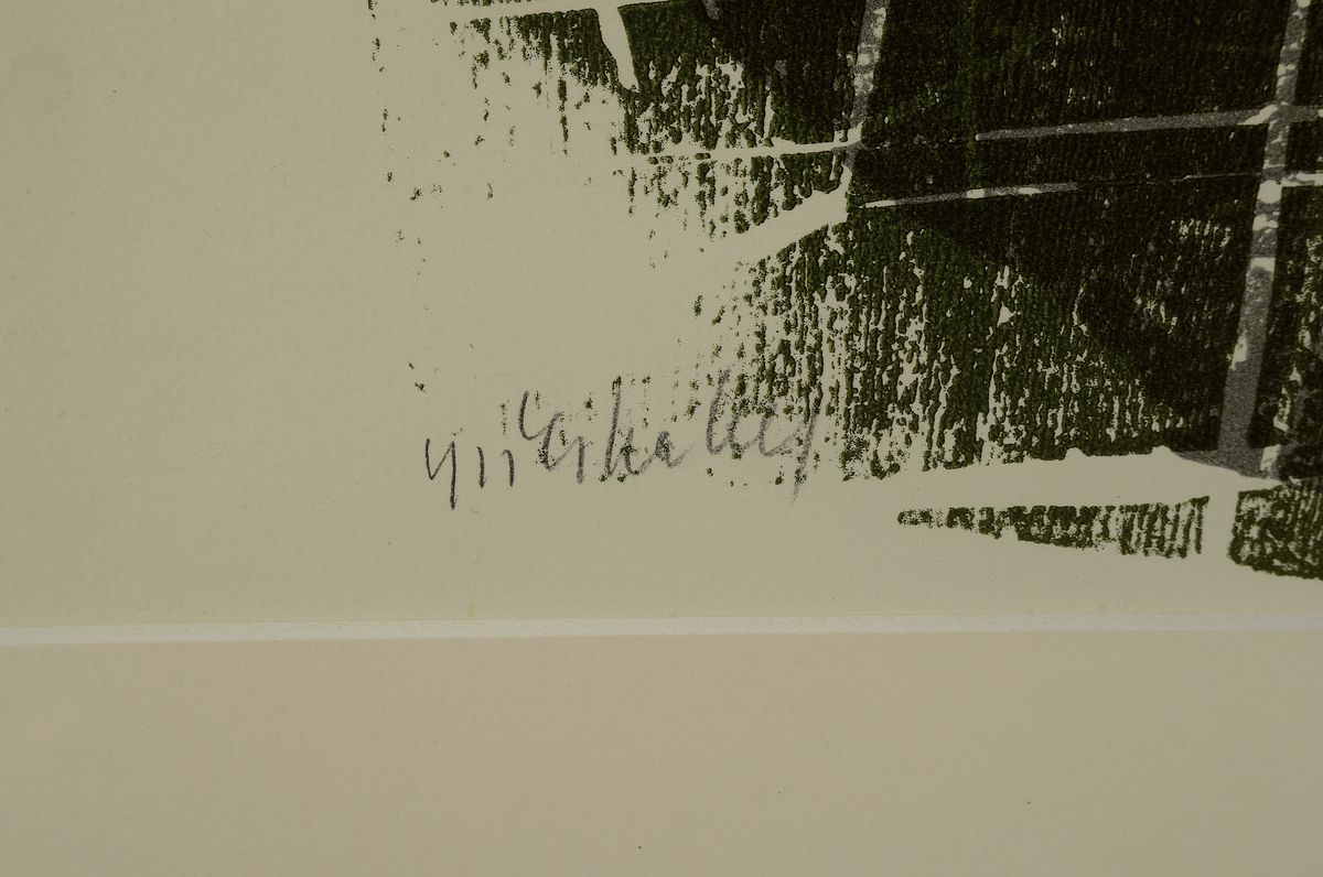 Detail a: HAP Grieshaber, 1909-1981, Christophorus, Farbholzschnitt von 1969, handsigniert, ca. 38x22cm, PP, u.Gl., R. ca.58x48cm, WVZ Fürst Nr. 69/91