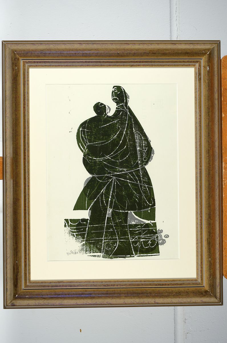 Detail k: HAP Grieshaber, 1909-1981, Christophorus, Farbholzschnitt von 1969, handsigniert, ca. 38x22cm, PP, u.Gl., R. ca.58x48cm, WVZ Fürst Nr. 69/91